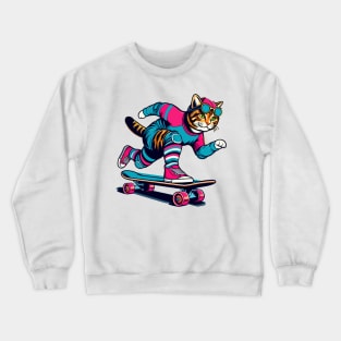 Skateboarding Cat Crewneck Sweatshirt